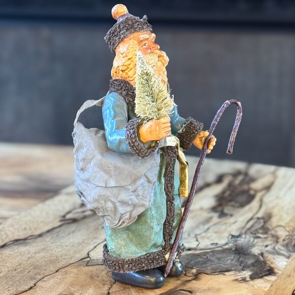 Vintage Kurt Adler Santa's World Fabriche' Old World Santa w Tree Figurine, 6.5" - Picture 3 of 9